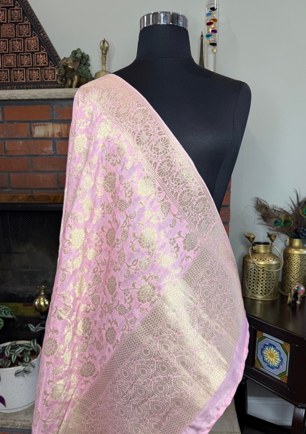 Baby Pink Banarasi Dupatta